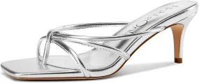 NobleOnly Womens Strappy Kitten Heels Square Open Toe Thong Heels Flip Flop Heels Dress Prom Slip-on Mule Heels 2.6 Inches Heels