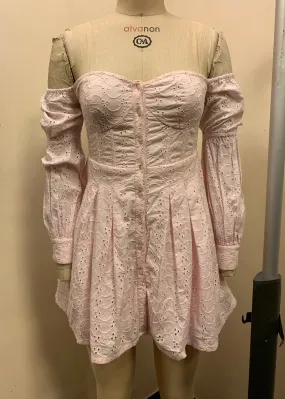 Nova Baby Pink Schiffli Puff Corset Dress Fit Sample