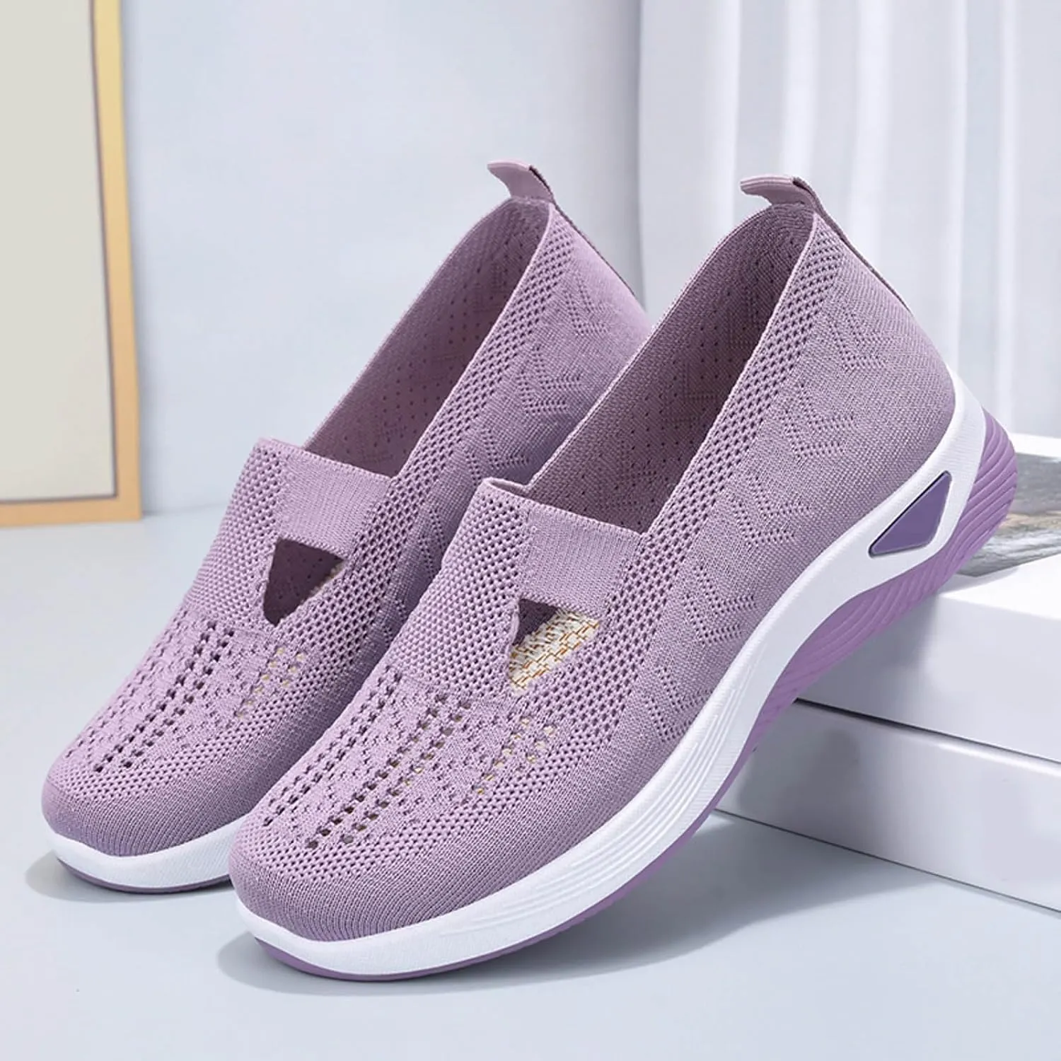 Orthopedic Casual Walking Shoes for Women Slip On Sneakers with Arch Support Comfortable Loafers Plantar Fasciitis Relief Foot Pain Diabetic