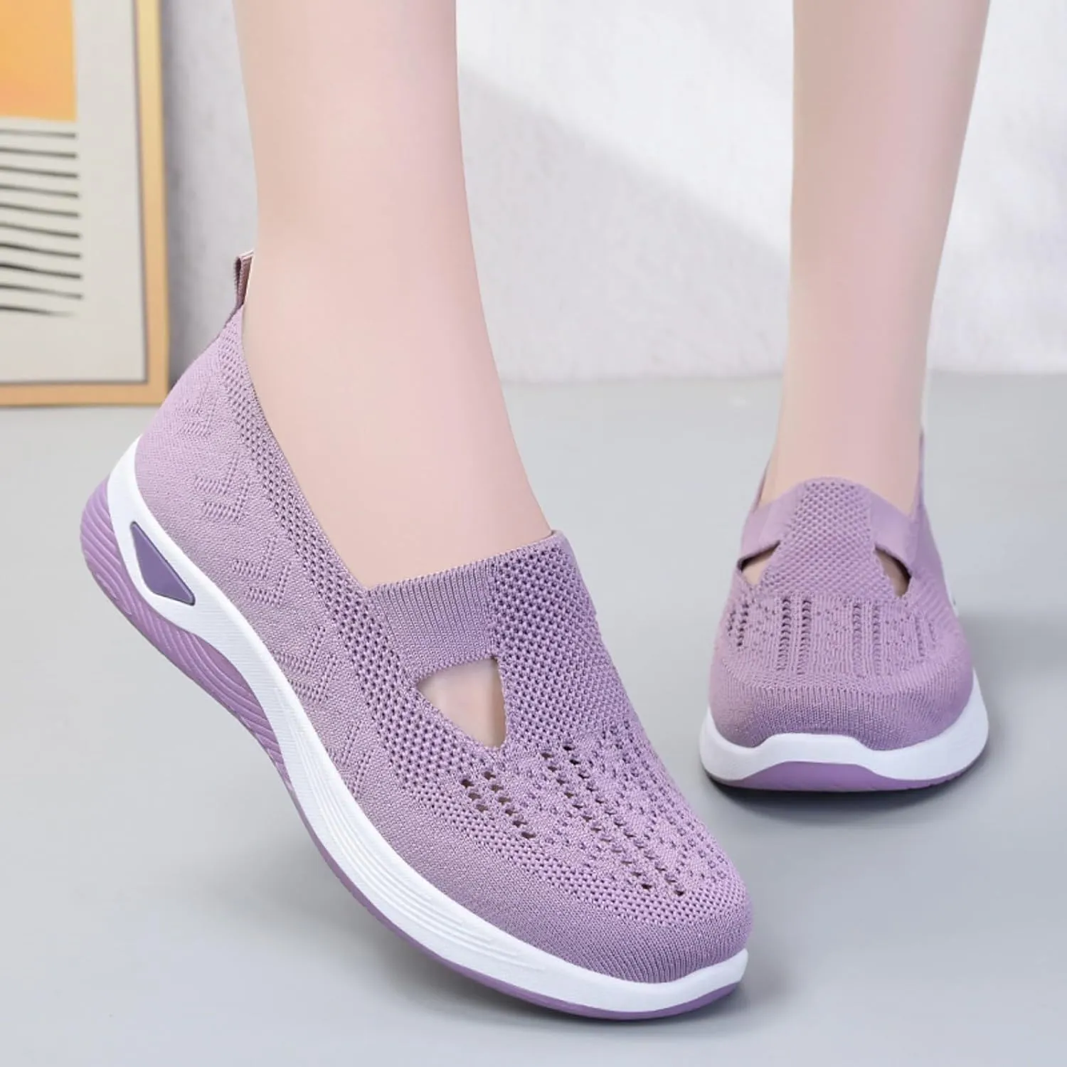 Orthopedic Casual Walking Shoes for Women Slip On Sneakers with Arch Support Comfortable Loafers Plantar Fasciitis Relief Foot Pain Diabetic