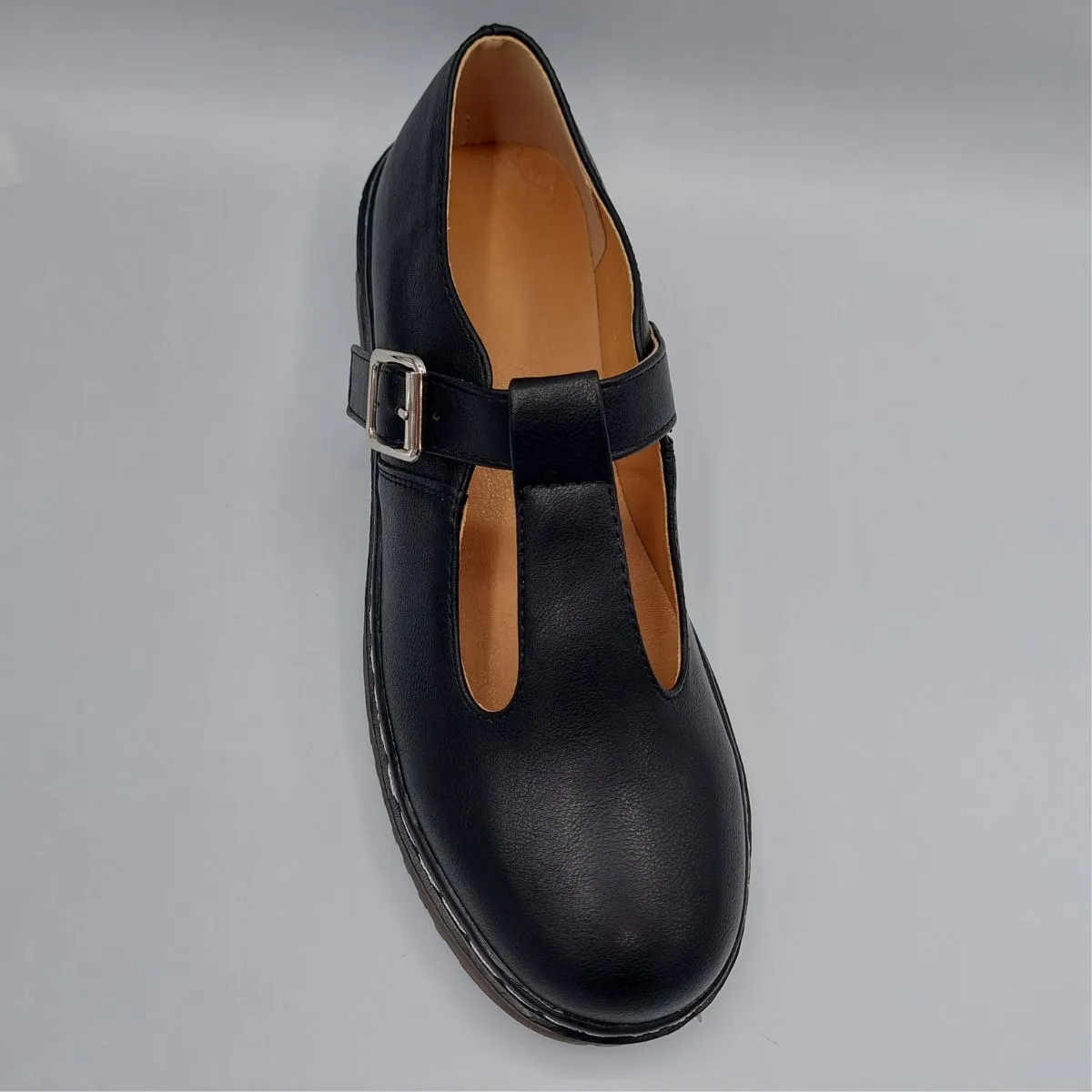 PAPRIKA WOMEN'S BLACK MARY JANE VINTAGE CHUNKY SCHOOL WORK BUCKLED SHOES