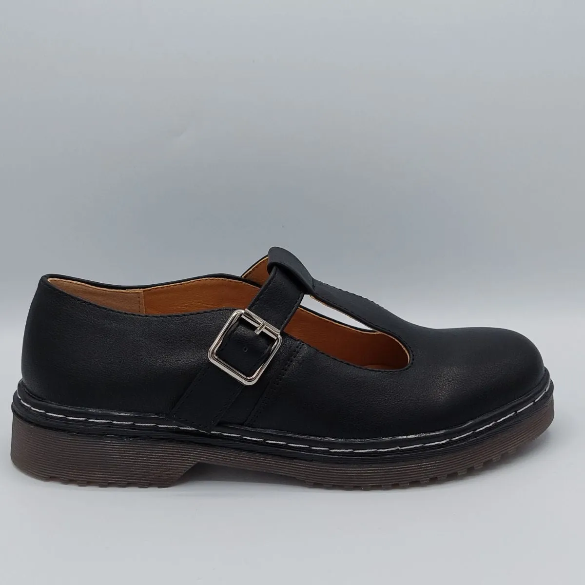 PAPRIKA WOMEN'S BLACK MARY JANE VINTAGE CHUNKY SCHOOL WORK BUCKLED SHOES