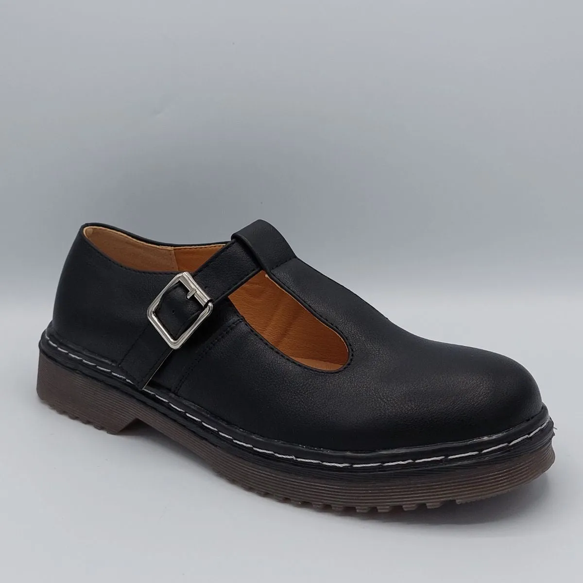 PAPRIKA WOMEN'S BLACK MARY JANE VINTAGE CHUNKY SCHOOL WORK BUCKLED SHOES