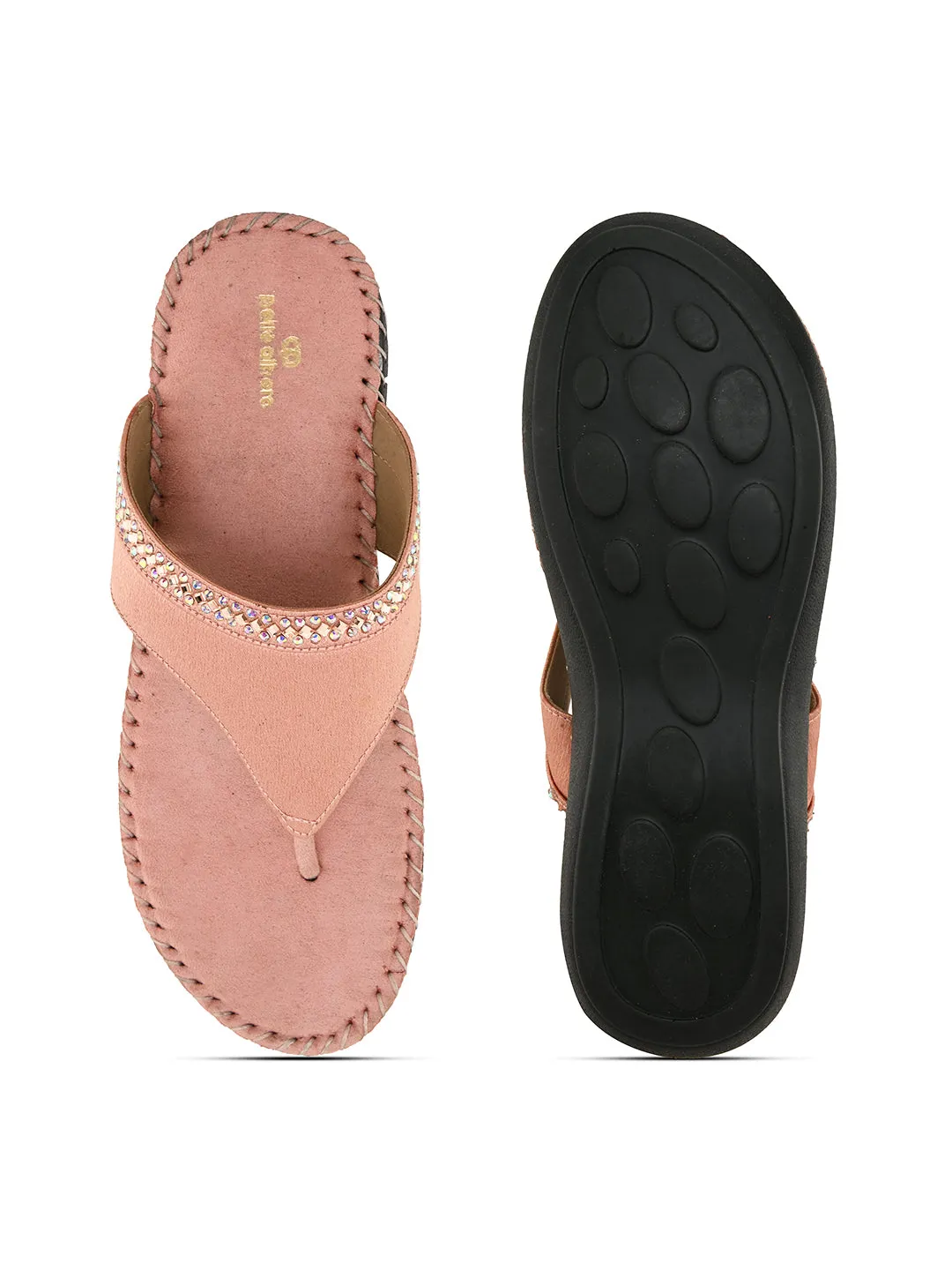 Pelle Albero Women's Rose Gold Satin upper Slip-On Flat Slipper