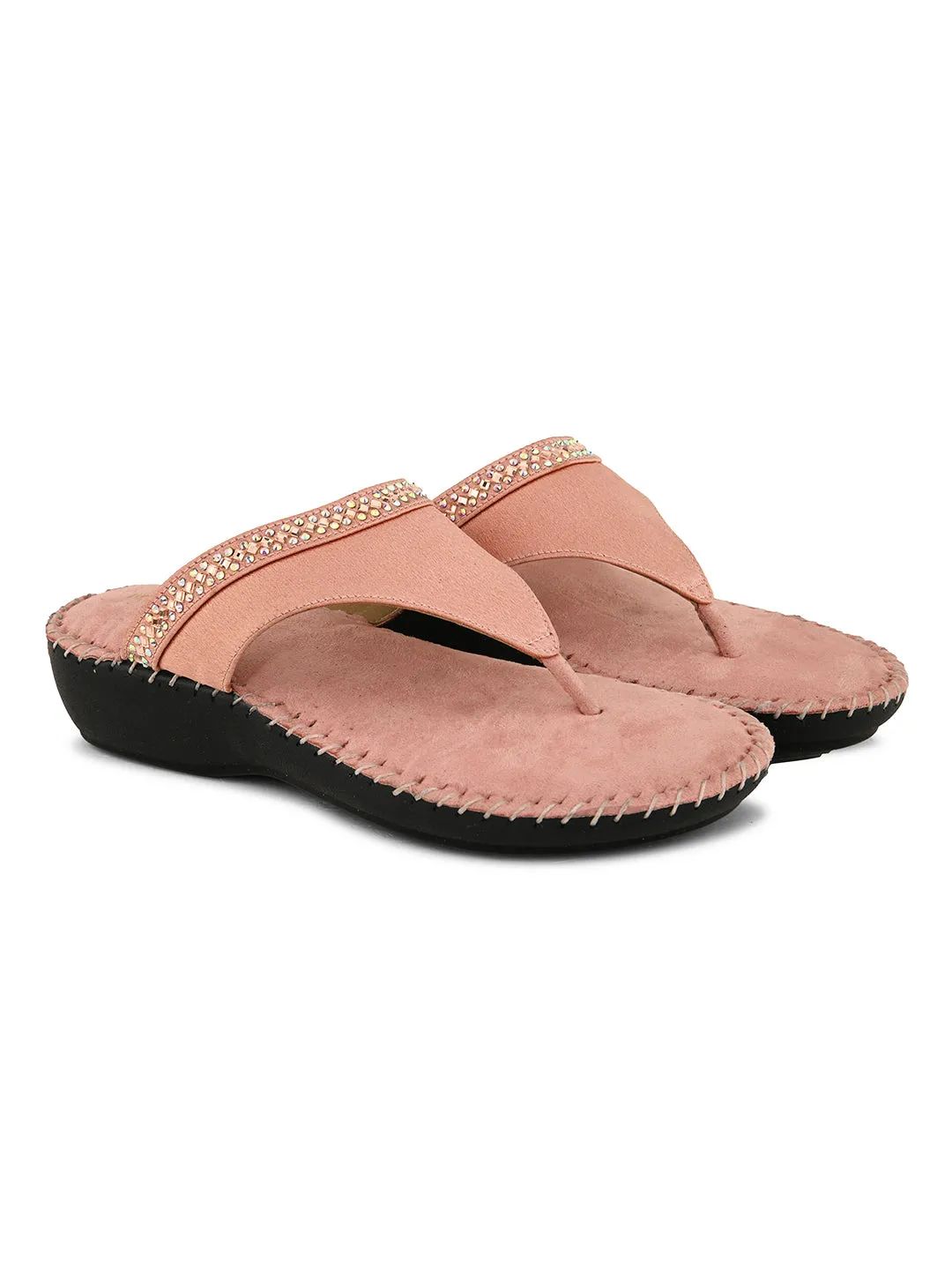 Pelle Albero Women's Rose Gold Satin upper Slip-On Flat Slipper