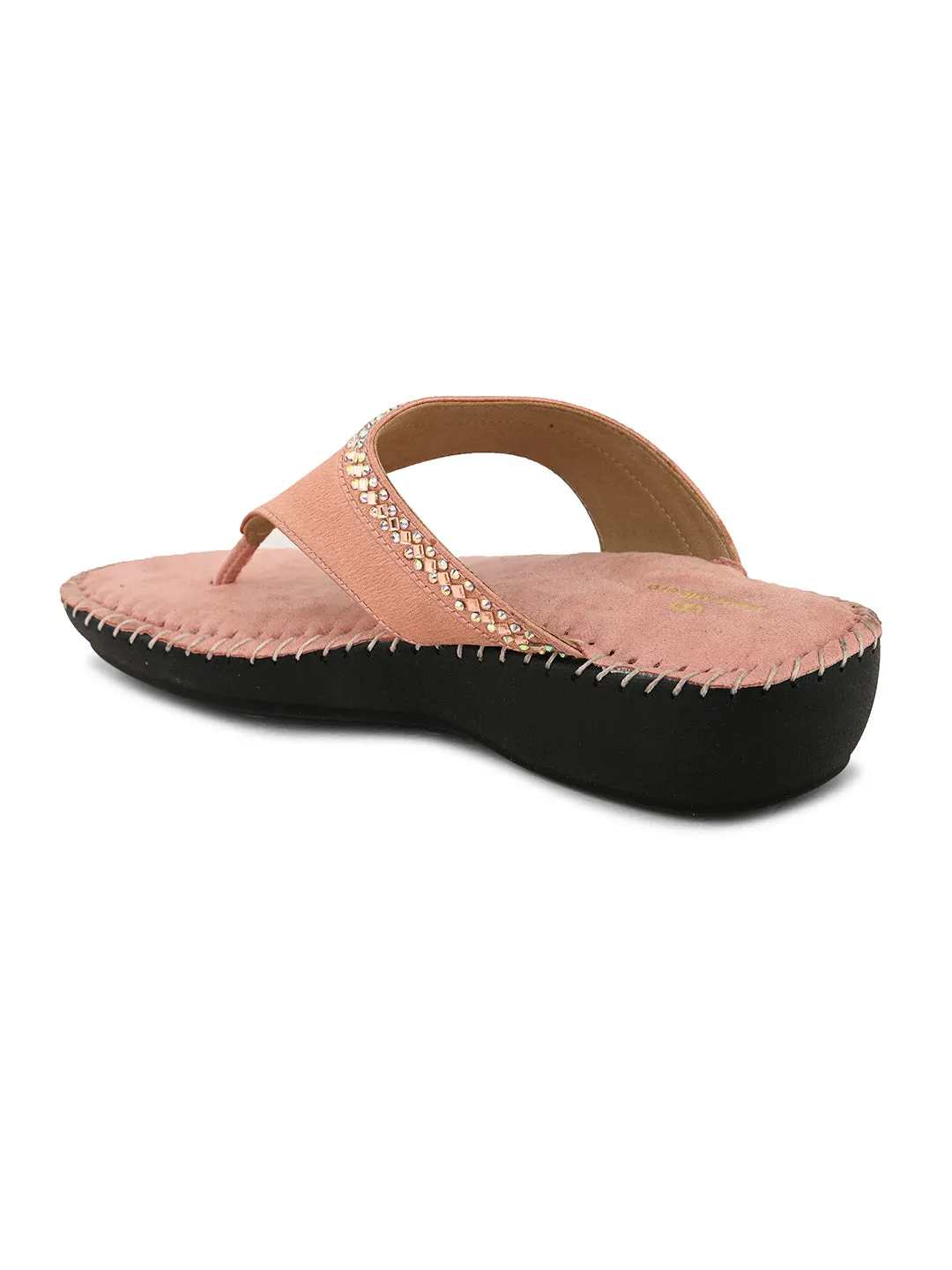 Pelle Albero Women's Rose Gold Satin upper Slip-On Flat Slipper