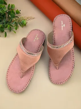 Pelle Albero Women's Rose Gold Satin upper Slip-On Flat Slipper