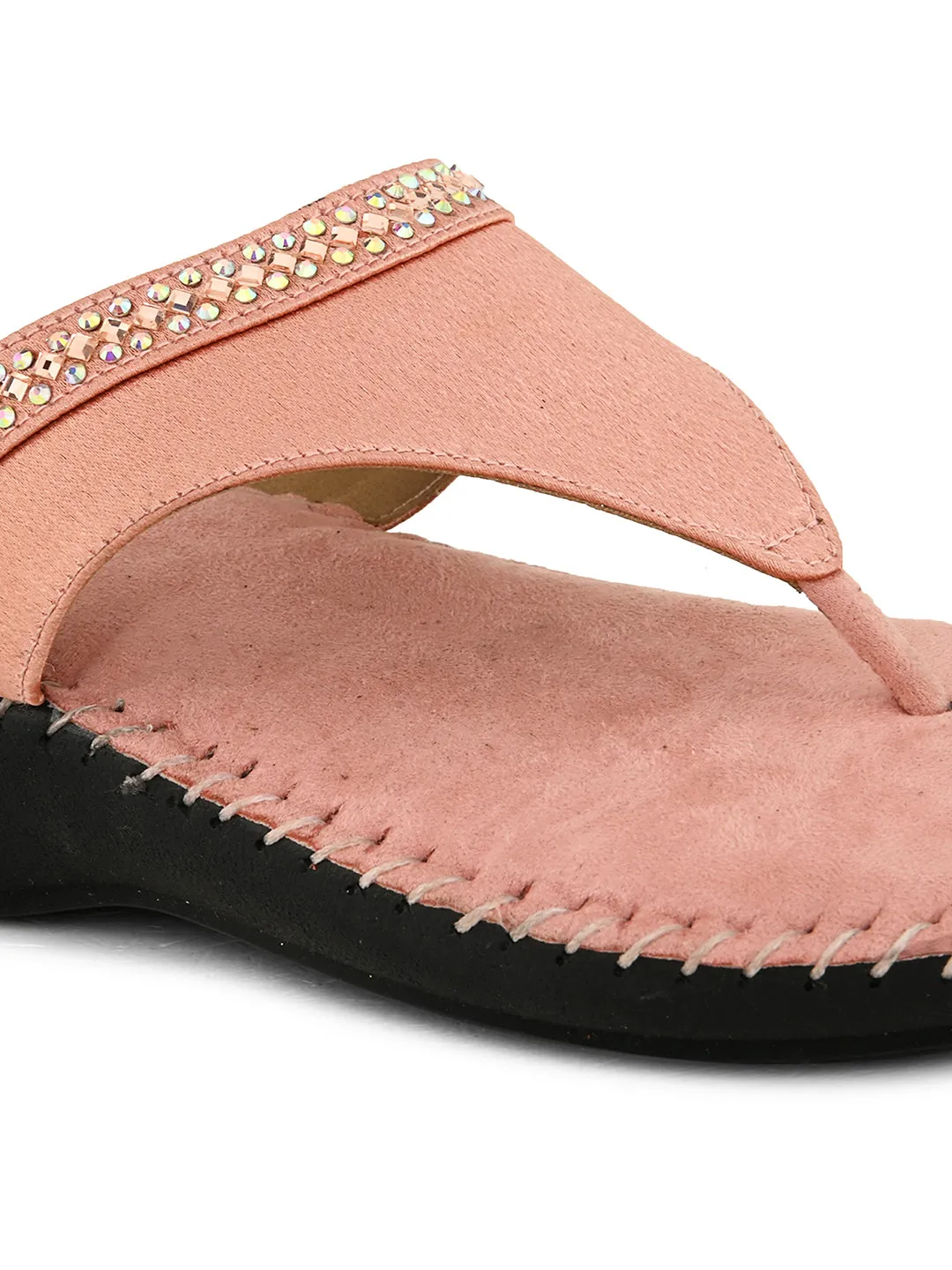 Pelle Albero Women's Rose Gold Satin upper Slip-On Flat Slipper