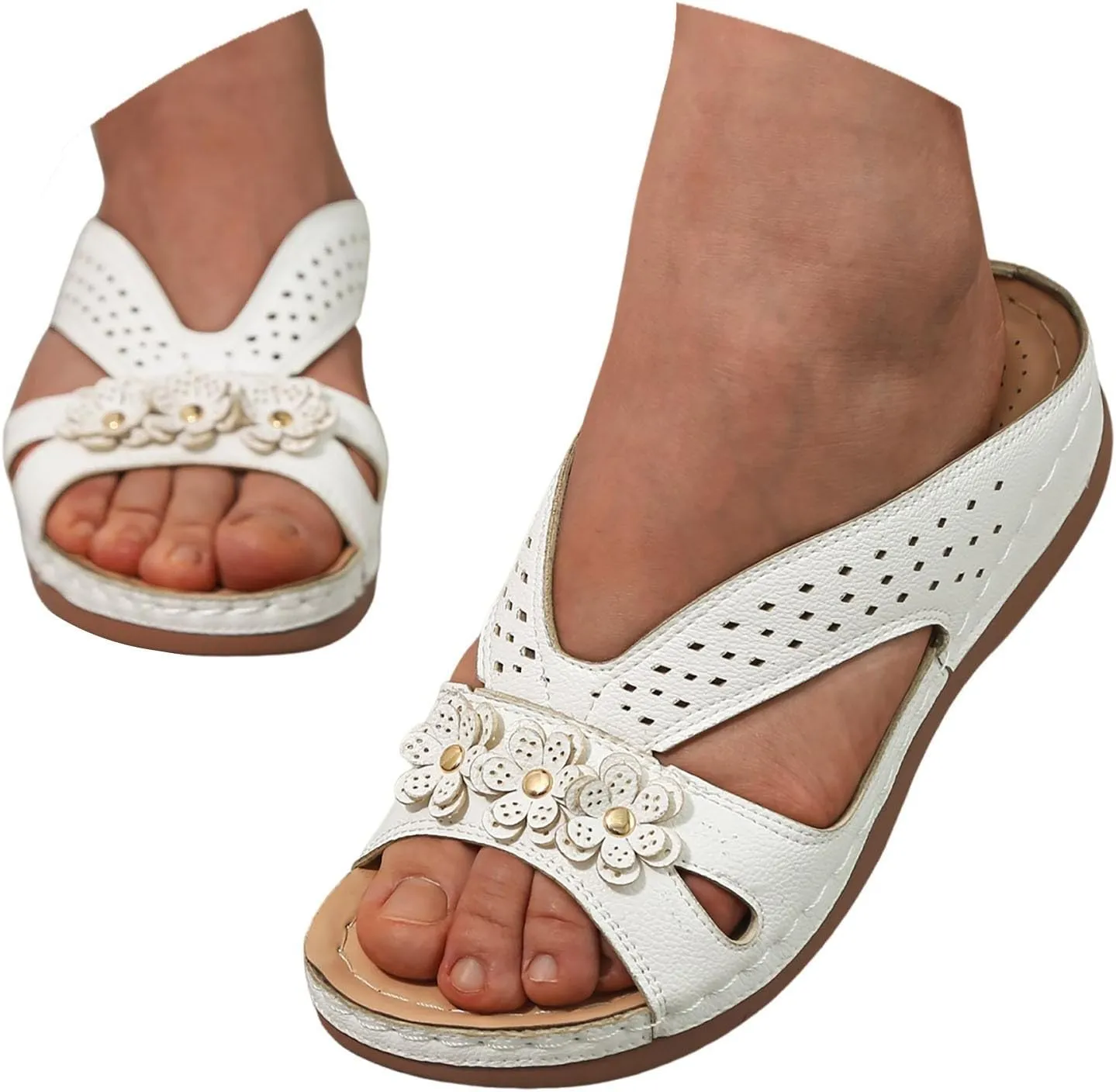Platform Flip Flops for Women,Orthopedic Sandals for Women Arch Support Walking Sandals Women Dressy Comfortable Slip-On Slippers Summer Casual Slide Wedges Ladies Lightweight Beach Thong Sandals