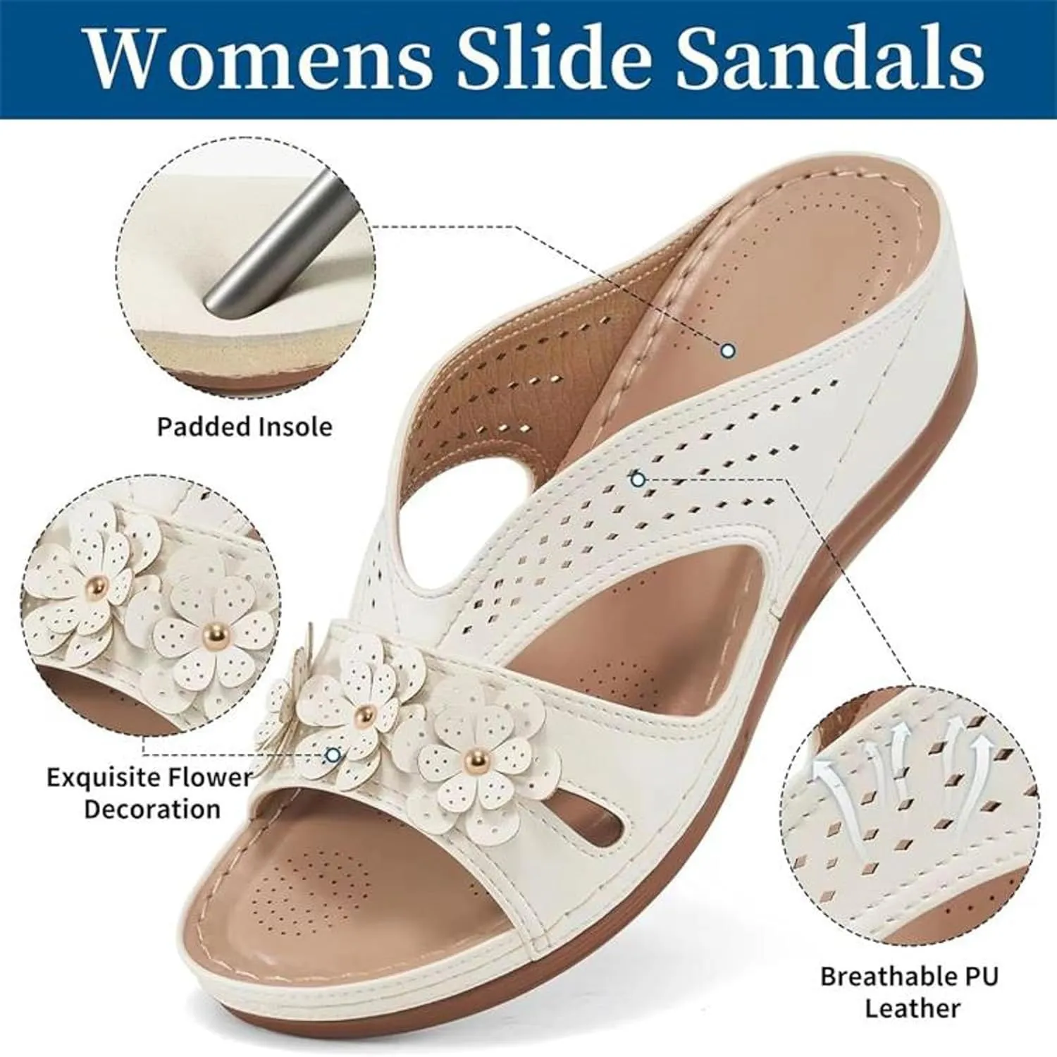 Platform Flip Flops for Women,Orthopedic Sandals for Women Arch Support Walking Sandals Women Dressy Comfortable Slip-On Slippers Summer Casual Slide Wedges Ladies Lightweight Beach Thong Sandals
