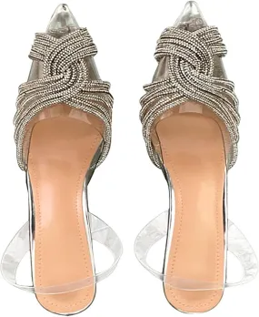 SHEMEE Women's Clear Stiletto High Heel Pumps Pointed Toe Transparent PVC Thin Heels Elegant Court Shoes