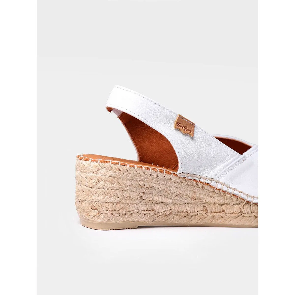 Toni Pons Bernia-P Ladies  Spanish White Leather Pull On Sandals