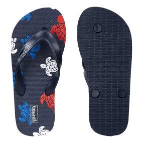 Vilebrequin Navy Blue Multicolor Turtles Flip Flops