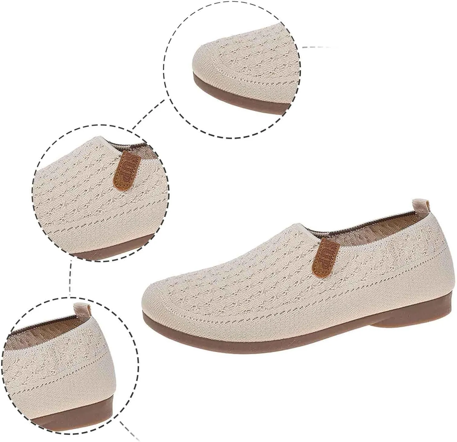 Women's Casual Slip On Shoes Breathable Flat Thick Sole Round Toe Fabric Loafers Comfortable Walking Footwear
