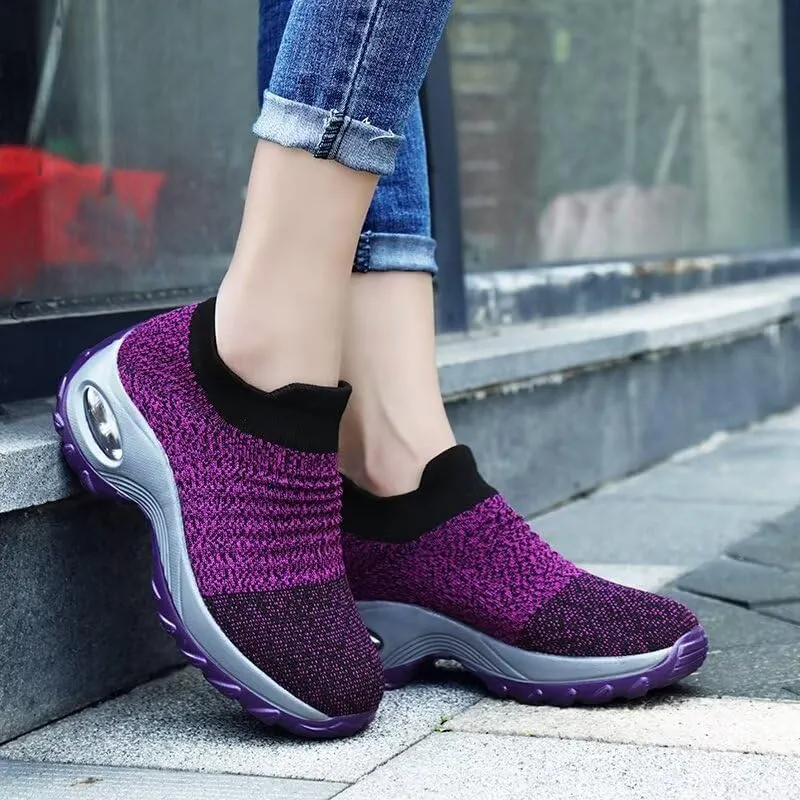 Women's Concise Breathable Slip On Walking Shoes for Street Shopping