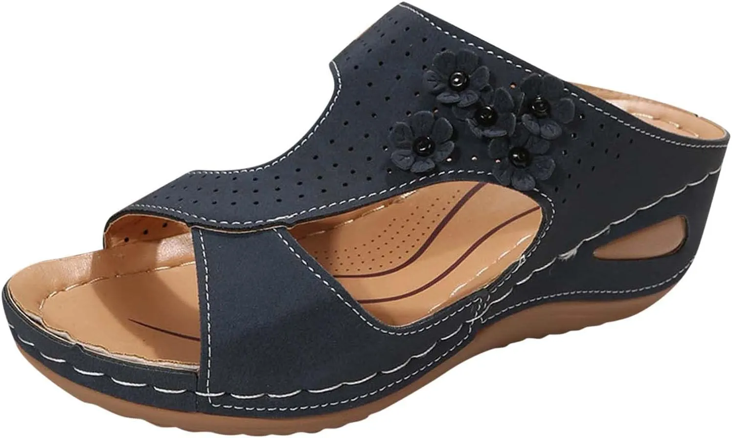 Women's Flat sandals, Comfort Slip-on Elastic ankle strap Slingback Light Weight Casual Walking Sandals Beach Printed Shoes for Women