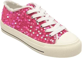Women's Platform Sneakers – Lightweight Lace-Up Canvas Sneakers with Sequin Embellishment, Anti-Slip Sole & Wear-Resistant Design for Casual & Fall Fashion