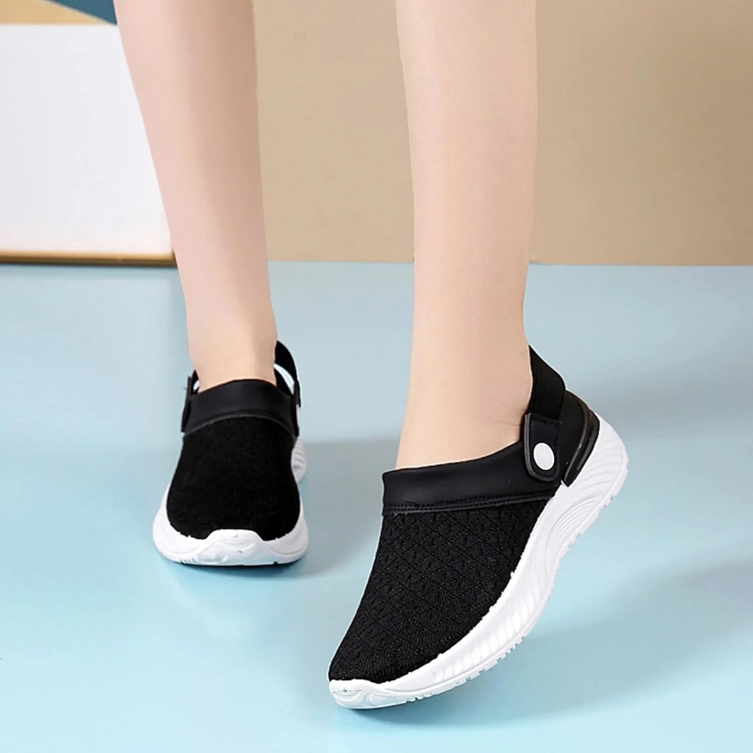Womens Summer Breathable Mesh Slippers Walking Shoes Women Cute Woman Shoes Casual Women's Fashion Sneakers Red Tennis Shoe Loafers Casual Slip On